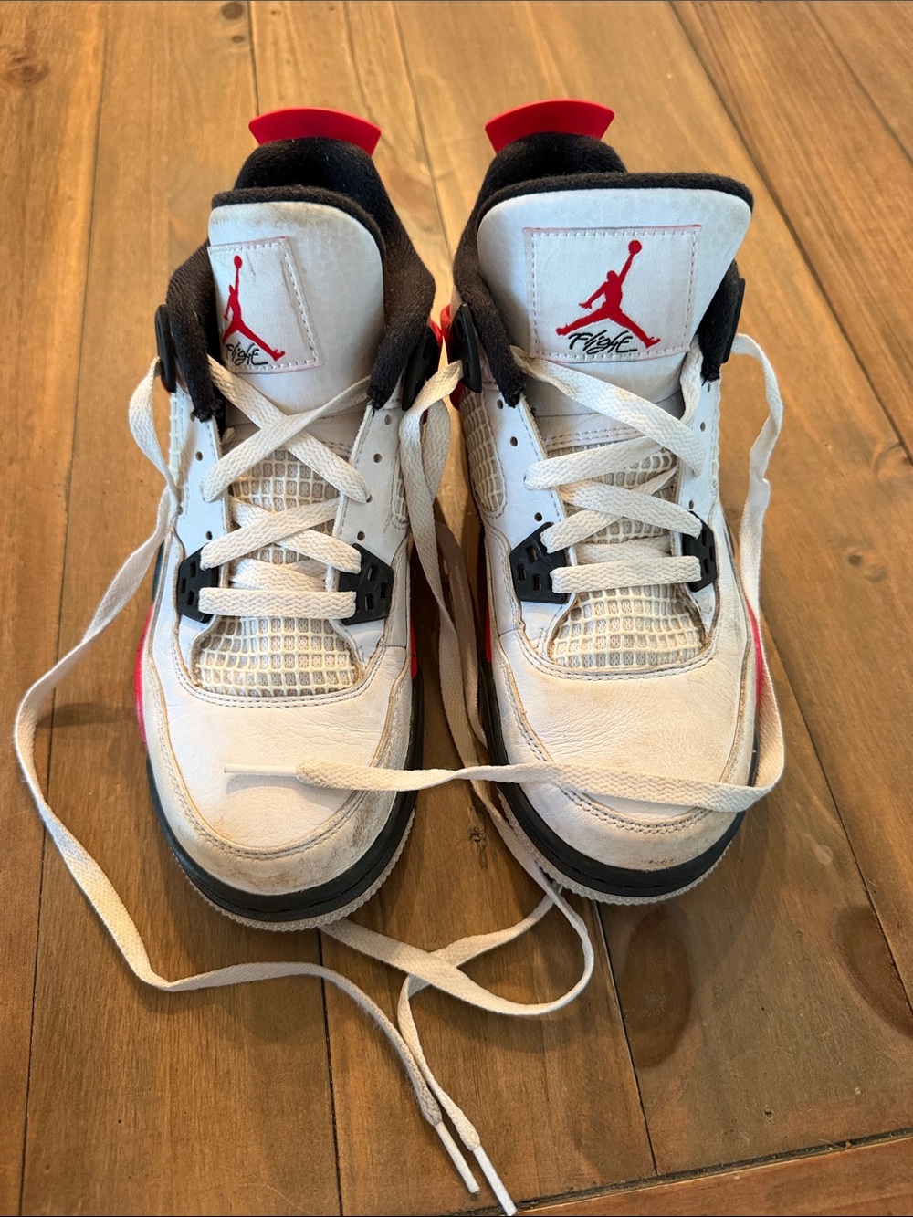 Jordan Kids White and Red High-Top Sneakers